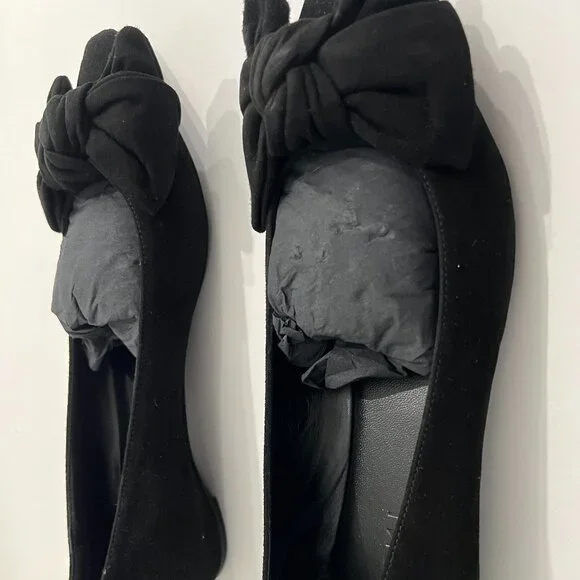 NWOT M.Gemi Pointed Toe Flats with Bow - Black Suede - Size 39 - Picture 8 of 11